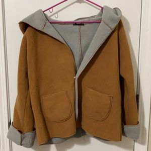 Shein Brown Blanket Jacket With Hood